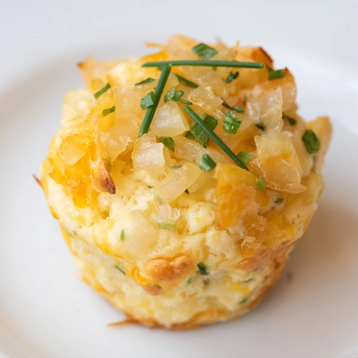 Golden-brown German savoury muffins, loaded with cheese, onion, and chives, perfect for a cozy snack.