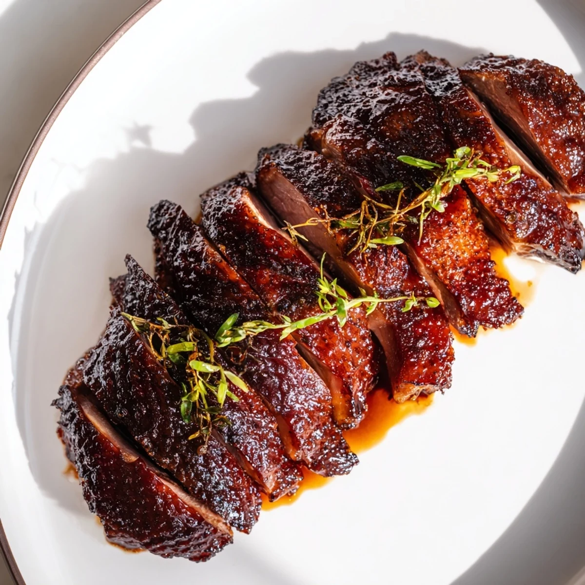 Juicy, flavorful Festive Roast Goose, perfectly roasted for a holiday feast, surrounded by aromatic herbs.