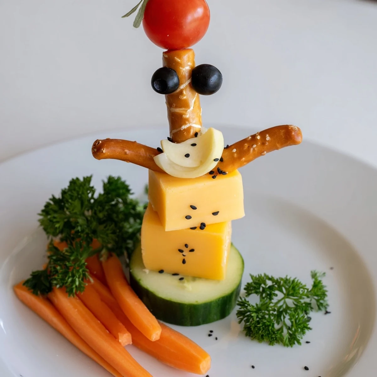 Here are three unique, SEO-optimized ALT image texts for a "Long-Necked Giraffe Snack Tower" recipe: