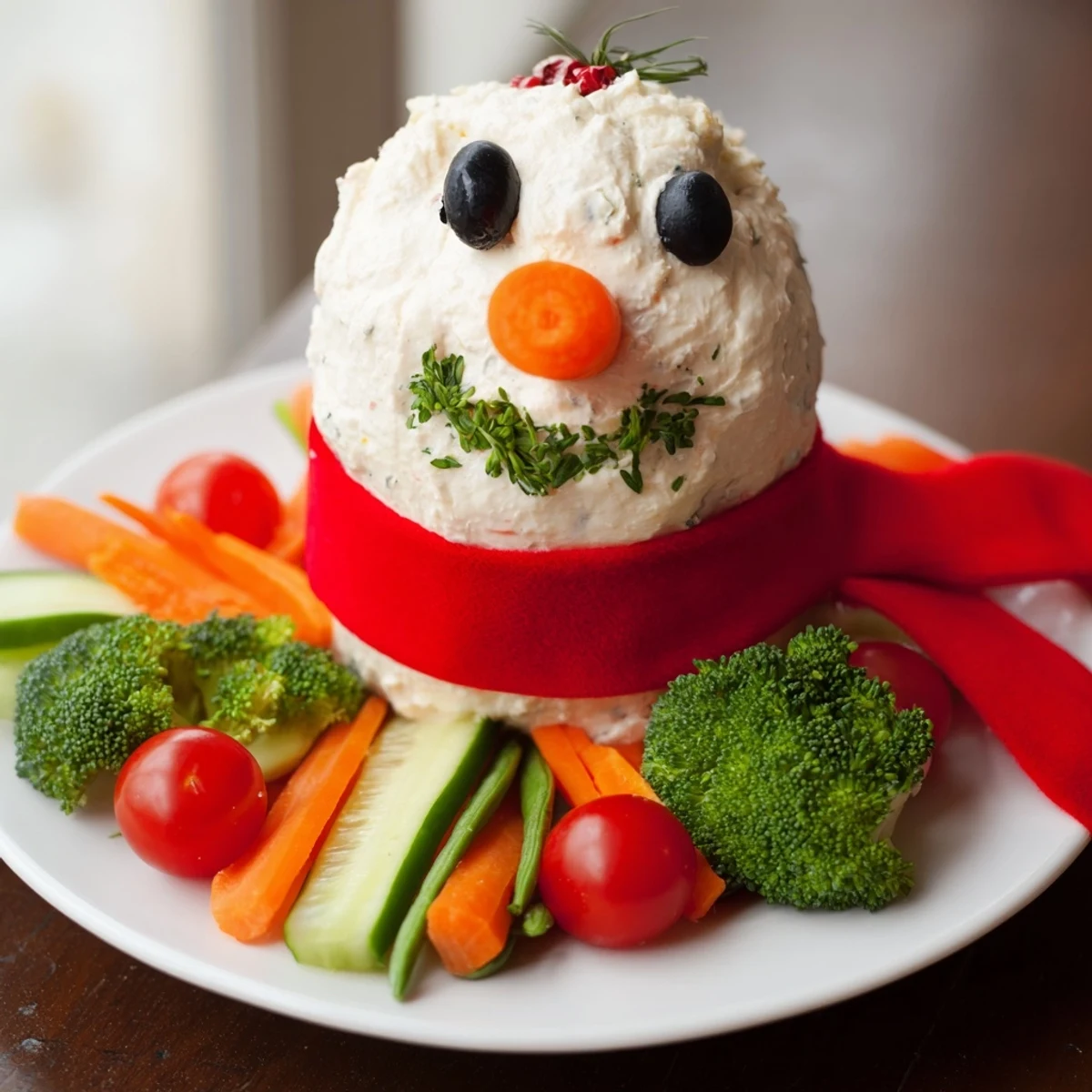 Schneemann Gemüse Platte festlich