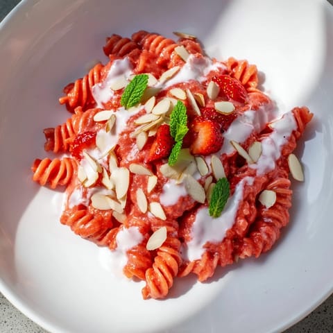 Süße Erdbeer Joghurt Nudeln