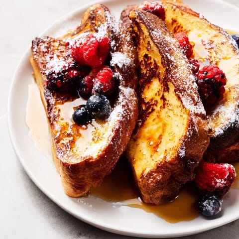 Thick-cut, custardy Ice Cream French Toast, perfect for a decadent breakfast or brunch.