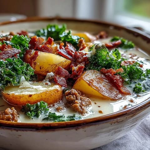 Cremige Italian Sausage Soup mit Wurst, Kartoffeln und duftenden italienischen Gewürzen