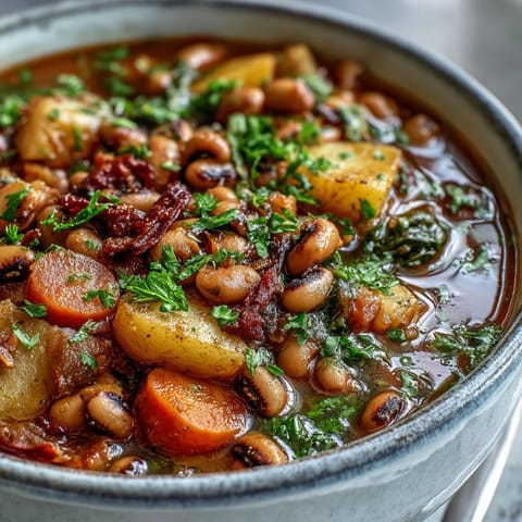 Schwarzaugenbohnen Eintopf mit Gemüse