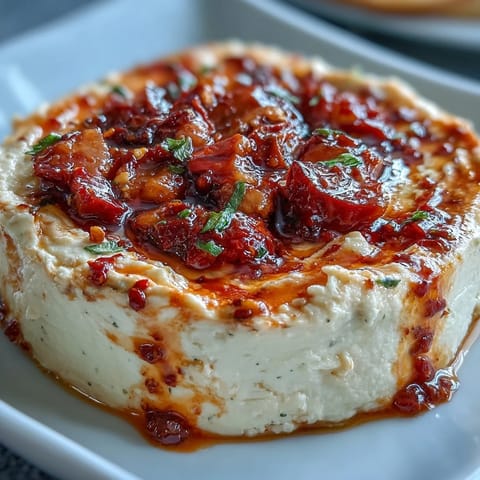 Cremerige Calabrian-Chili-Frischkäsecreme mit scharfer Paste auf geröstetem Brot.