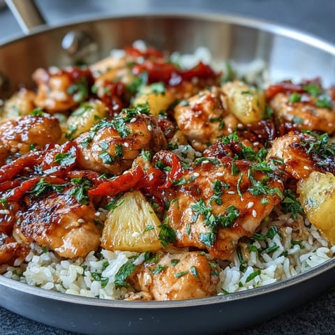 Ananas Huhn Reis Pfanne