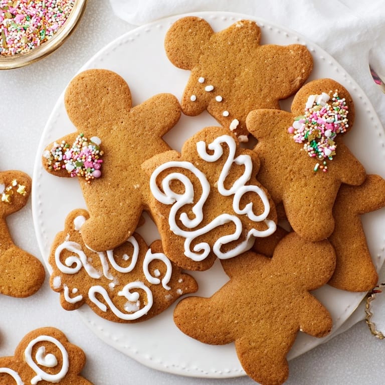 Verführerische Ingwerplätzchen für Weihnachten, liebevoll verziert mit Zuckerguss und Streuseln.