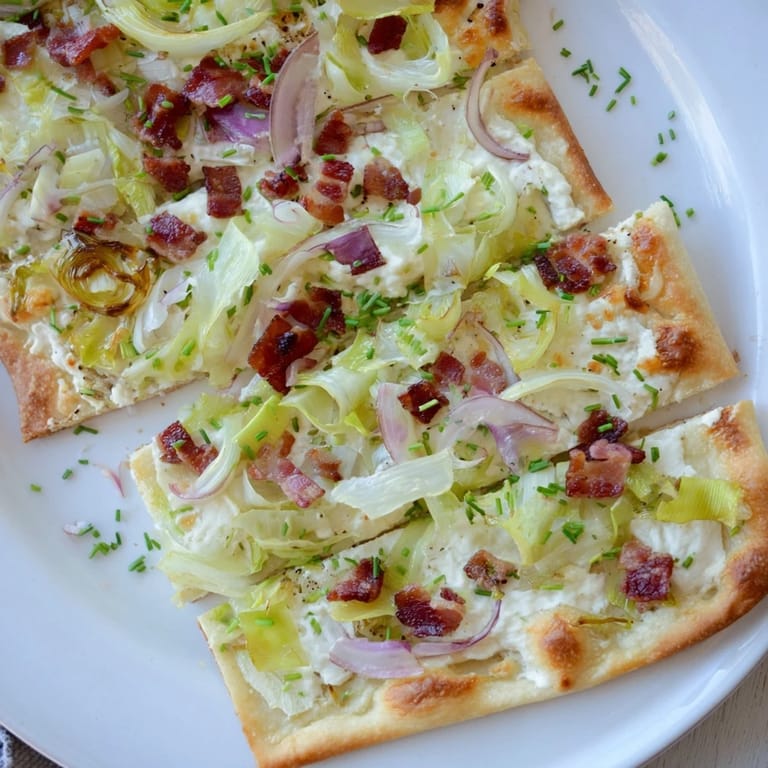 Freshly baked Sheet-Pan Flammkuchen; imagine the perfect balance of flavors and textures.