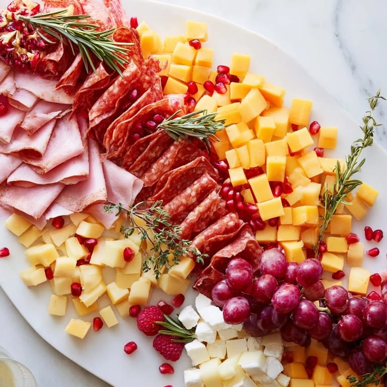 Holiday Meat & Cheese Stocking Charcuterie Board, arranged for a festive appetizer, featuring delicious salami and cheeses.