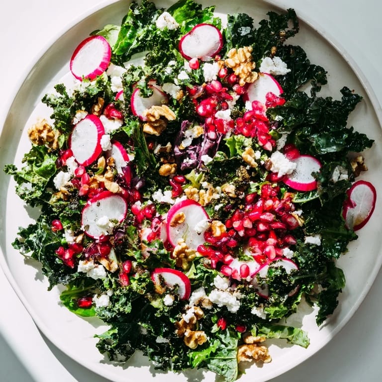 Crisp greens and ruby pomegranate seeds star in this Winter Salad with tasty homemade salsa.