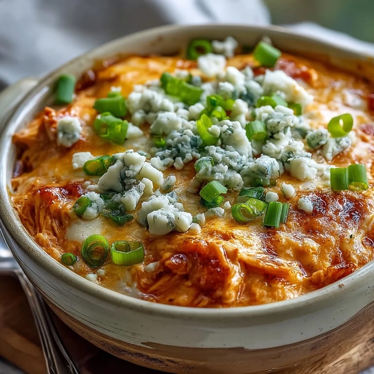 Crock Pot Buffalo Chicken Dip Soup gart im Schongarer und duftet würzig mit Blaukäse.