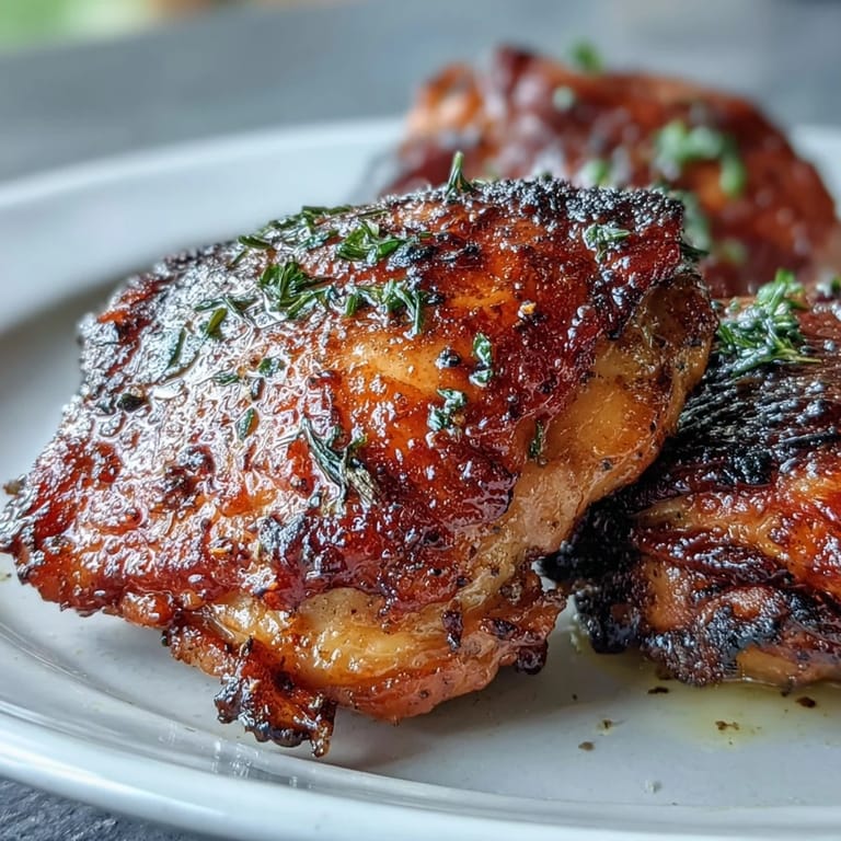Juicy Crispy Baked Bone-In Chicken Thighs with smoky paprika seasoning arranged on a wire rack.