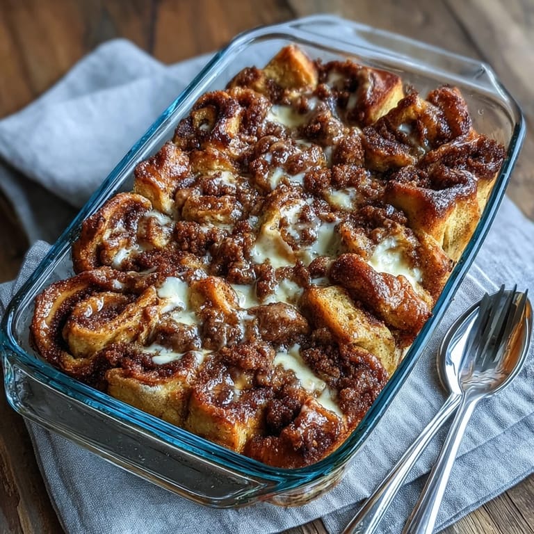Saftiger Cream Cheese Swirl French Toast Bake mit weichen Brioche-Würfeln, cremigem Frischkäse-Marmor und Bananennote, perfekt als rustikaler Auflauf für ein gemütliches Brunch-Buffet.