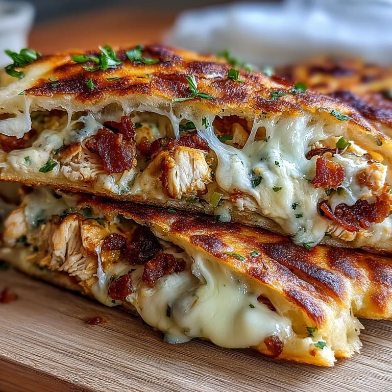 Grilled golden Ranch Crack Chicken Stuffed Naan with bubbling cheddar and bacon.