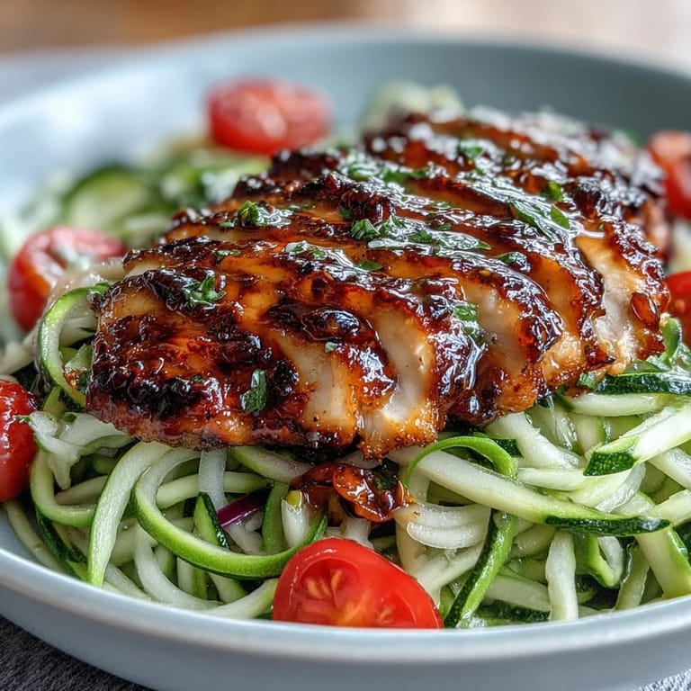 Bunter Gurken-Nudel-Salat mit Chili-Limetten-Grillhähnchen, leicht und perfekt für eine Detox-Mahlzeit.