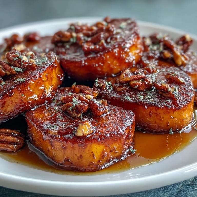 1. Köstliche kandierte Yams mit Bourbon und braunem Zucker, perfekt glasiert und mit warmen Gewürzen verfeinert.
