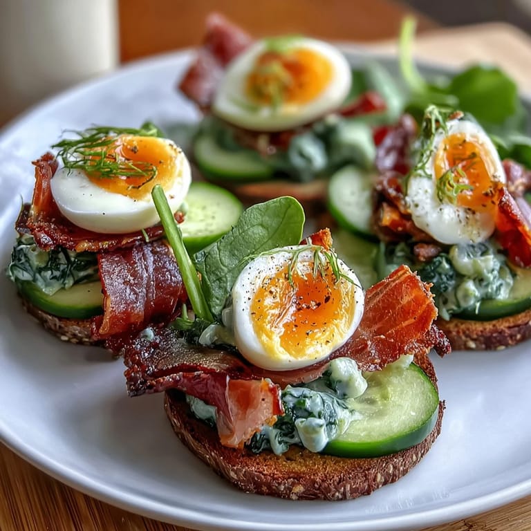 Bunter Teller mit grünem Rührei, Schinken und Crackern für Kinder