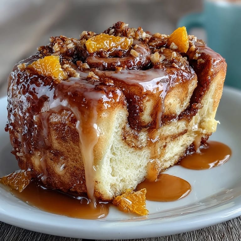 Goldbraune, weiche Orangenbrötchen mit aromatischer Orangenzuckerfüllung und glänzender Frosting-Decke.
